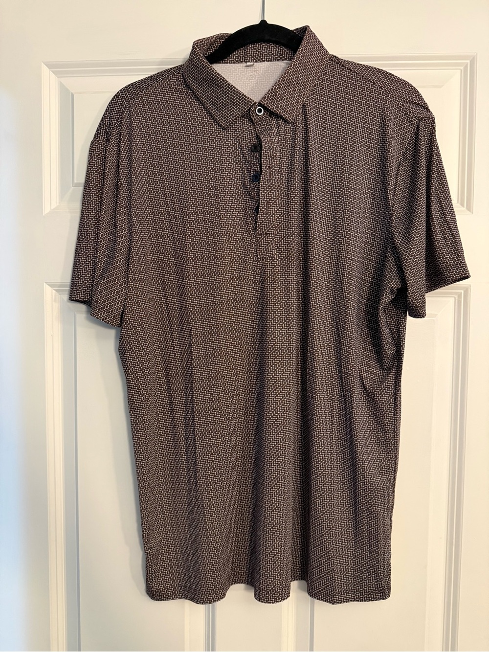 Men's Short Sleeve Polo in Brown Geo Pattern